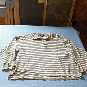 Old College Inn Striped Polo in Cream, Navy & Olive